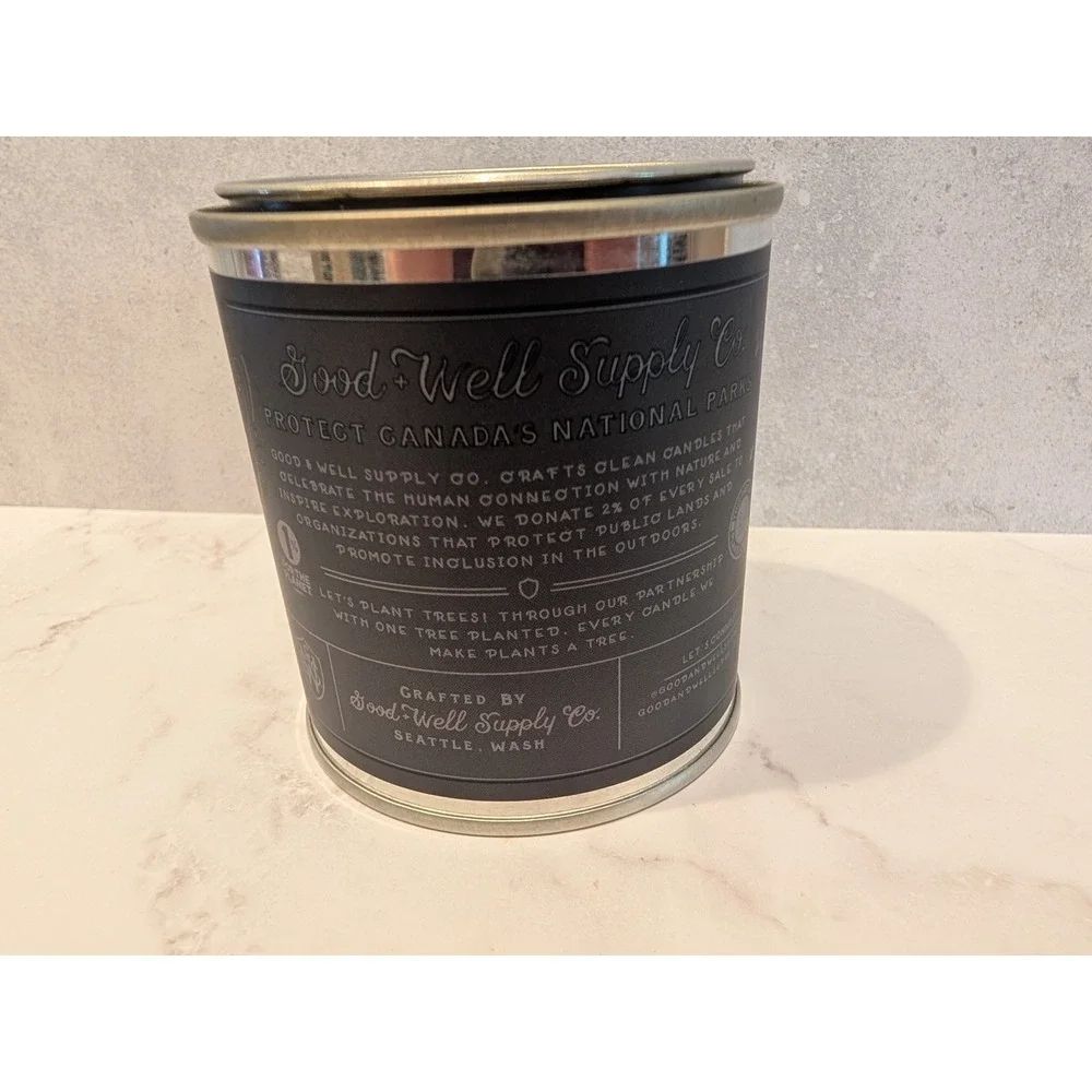 Good Well Supply Co Banff National Park Candle Spruce Cedarwood Citrus Soy Tin